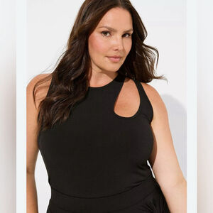 torrid Studio Knit High Neck Asymmetrical Cut Out Top size 3X